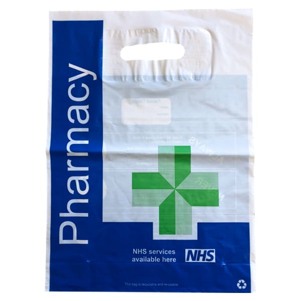 1000 x Plastic NHS Prescription Carrier Bag (380 x 290 + 80mm) BAGP6