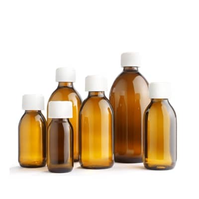 MedoPac™ Amber Glass Medical Round Bottles (Pre-capped) 60ml – 500ml