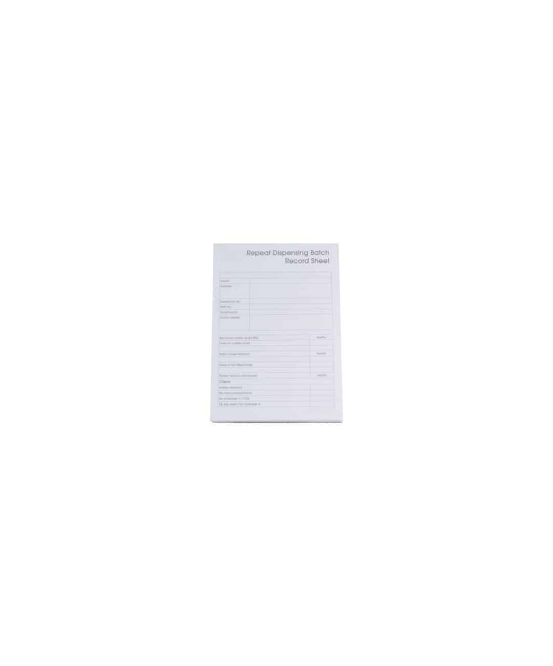 Repeat Dispensing Batch Record Pad pack of 2 (RPD070)