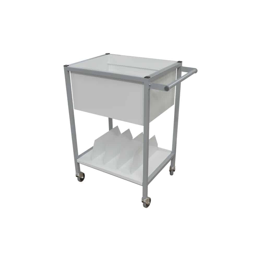 Medical Record Trolley Single Width with Shelf (NT1003) 612w x 480d x 960h