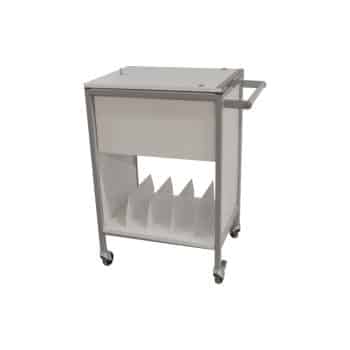 Medical Record Trolley Single Width with Lid & Shelf (NT1004) 612w x 480d x 960h