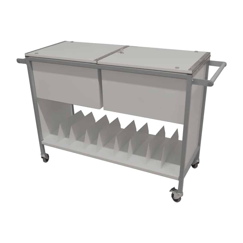 Medical Record Trolley Medium Width with Lids & Shelf (NT3004) 1200w x 480d x 960h