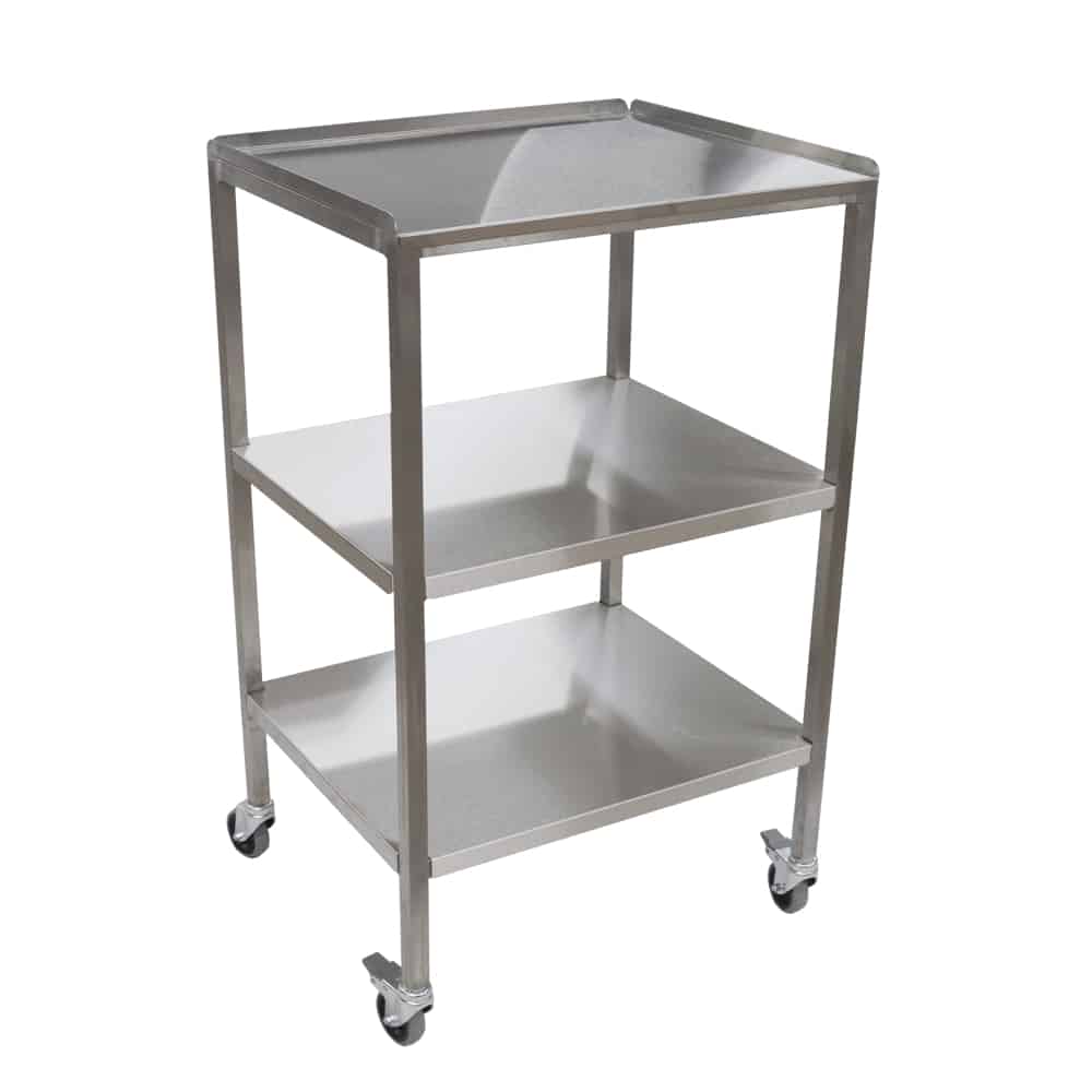 Dressing Trolley (DTSS1003) 600w x 925h x 500d with 3 shelves (1 removable) and 1 raised lip